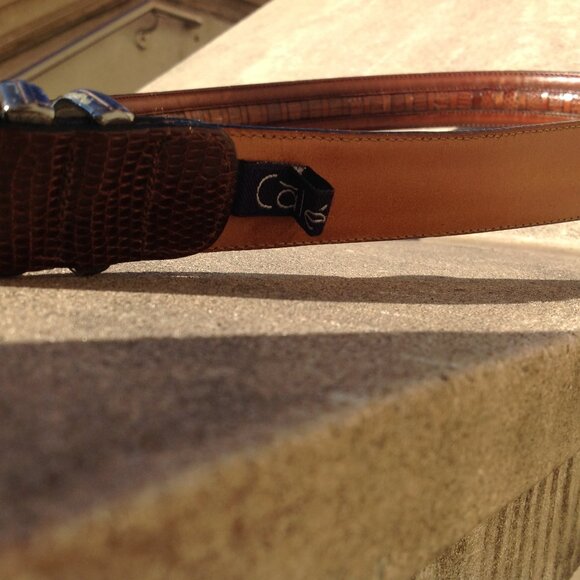 Cale Spain Genuine Lizard Belt Buckle Sz 36 Brass Buckle + Hardware - Picture 12 of 16